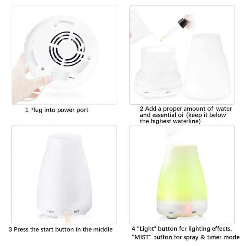  Gaddrt Humidifier Gaddrt USB LED Nachtlicht LuftbefeuchterLED Ultraschall Aroma Essential Diffuser Luftbefeuchter Luftreiniger Aromatherapie Humidifier 125ml