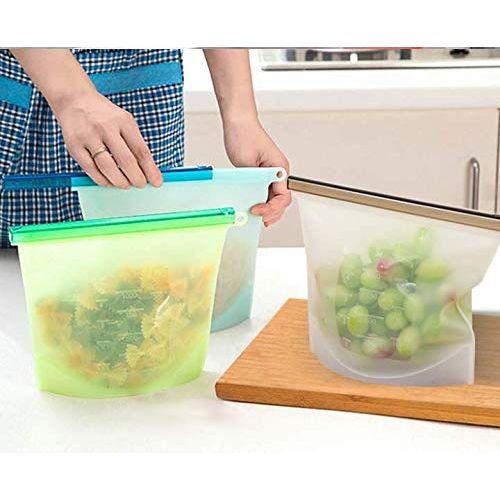  Gadgstsology Gadgetsology Reusable Silicone Food Bags Eco-Friendly Meal Container, Airtight, Leakproof, Ziplock Seal for Hot or Cold Food Storage Washable, FDA Approved No BPA Container