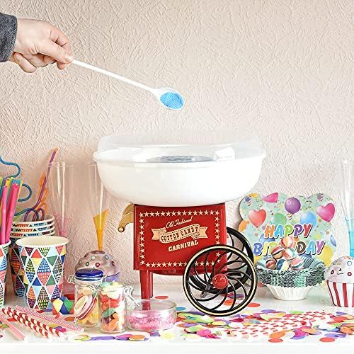  Gadgy  Zuckerwattemaschine Wagen fuer Zuhause | Cotton Candy Machine | fuer Zucker oder Harte Suessigkeiten | Zuckerwattegerat fuer Kindergeburtstag | Rot Weiss