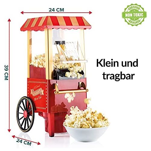  Gadgy Popcorn Maschine | Retro Popcorn Maker | Heissluft Ohne Fett Fettfrei OElfrei