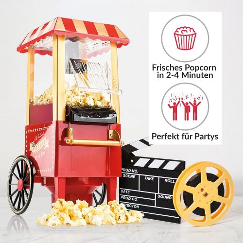  Gadgy Popcorn Maschine | Retro Popcorn Maker | Heissluft Ohne Fett Fettfrei OElfrei