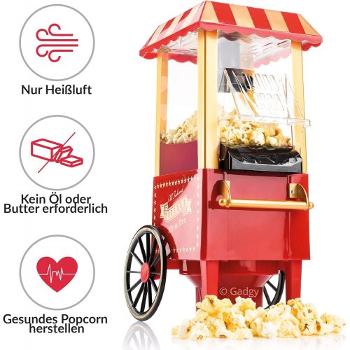  Gadgy Popcorn Maschine | Retro Popcorn Maker | Heissluft Ohne Fett Fettfrei OElfrei