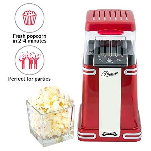  Gadgy  Popcorn Maschine | Retro Popcorn Maker | Heissluft Ohne Fett Fettfrei OElfrei