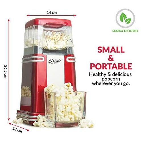  Gadgy  Popcorn Maschine | Retro Popcorn Maker | Heissluft Ohne Fett Fettfrei OElfrei