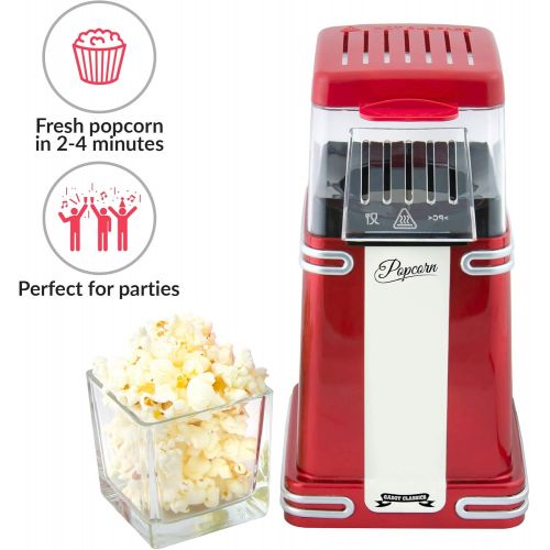  Gadgy  Popcorn Maschine | Retro Popcorn Maker | Heissluft Ohne Fett Fettfrei OElfrei