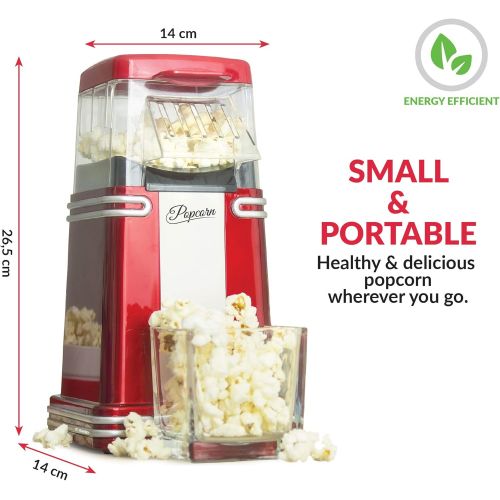  Gadgy  Popcorn Maschine | Retro Popcorn Maker | Heissluft Ohne Fett Fettfrei OElfrei