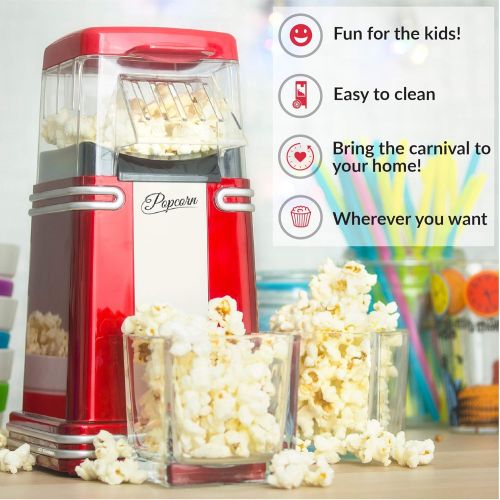  Gadgy  Popcorn Maschine | Retro Popcorn Maker | Heissluft Ohne Fett Fettfrei OElfrei