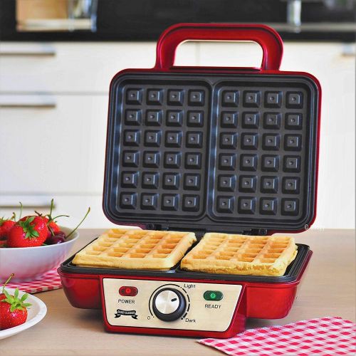  Gadgy  Waffeleisen fuer Belgische Waffeln | Antihaftbeschichtung | 23x16,8cm. fuer 2 Waffeln | Waffelautomat 1000 Watt | Einstellbare Temperatur LED-Anzeige | Griff erhitzt nicht |