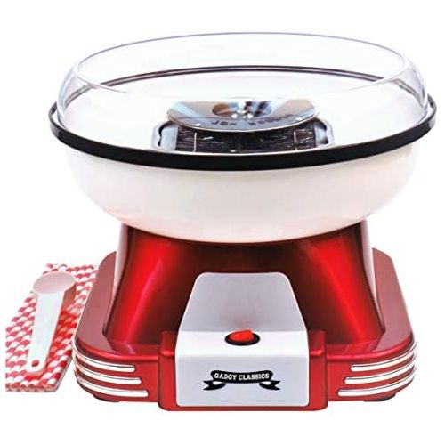  Gadgy  Zuckerwattemaschine fuer Zuhause | Retro Cotton Candy Machine | mit Zucker oder Zuckerfreie Harte Suessigkeiten Bonbons zu Benutzen | 500W Rot Weiss