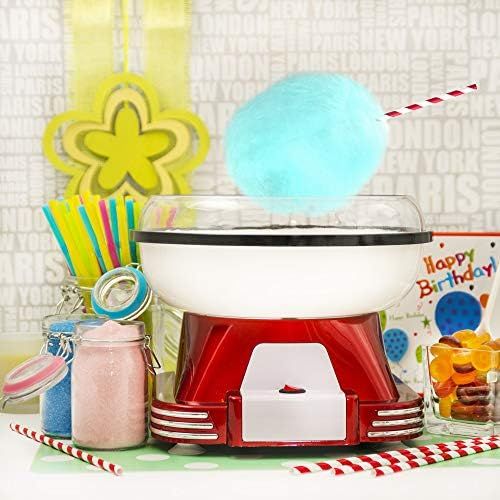  Gadgy  Zuckerwattemaschine fuer Zuhause | Retro Cotton Candy Machine | mit Zucker oder Zuckerfreie Harte Suessigkeiten Bonbons zu Benutzen | 500W Rot Weiss