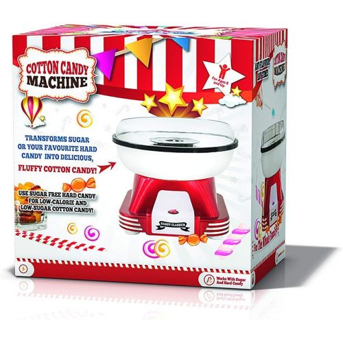  Gadgy  Zuckerwattemaschine fuer Zuhause | Retro Cotton Candy Machine | mit Zucker oder Zuckerfreie Harte Suessigkeiten Bonbons zu Benutzen | 500W Rot Weiss