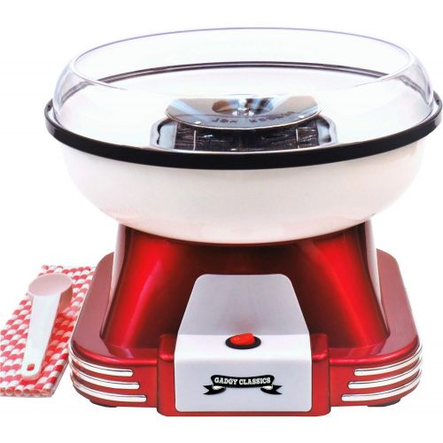  Gadgy  Zuckerwattemaschine fuer Zuhause | Retro Cotton Candy Machine | mit Zucker oder Zuckerfreie Harte Suessigkeiten Bonbons zu Benutzen | 500W Rot Weiss