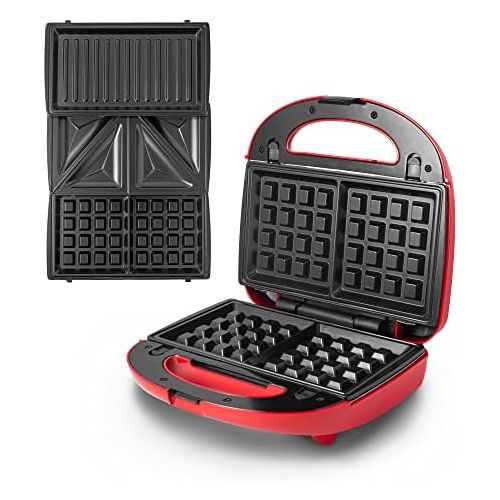  [아마존베스트]Gadgy  3-in-1 Sandwich Maker | Belgian Waffle Maker | Removable Plates l with Cool Touch Handle, Non-Slip Feet and 2 Indicator Lights