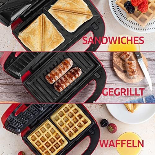  [아마존베스트]Gadgy  3-in-1 Sandwich Maker | Belgian Waffle Maker | Removable Plates l with Cool Touch Handle, Non-Slip Feet and 2 Indicator Lights