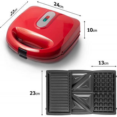  [아마존베스트]Gadgy  3-in-1 Sandwich Maker | Belgian Waffle Maker | Removable Plates l with Cool Touch Handle, Non-Slip Feet and 2 Indicator Lights