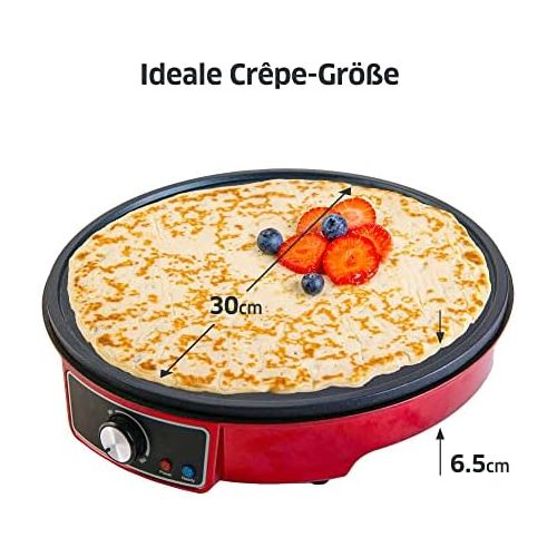  [아마존베스트]Gadgy  Crepe Maker, Non-Stick Coating, 30 cm Diameter, 1000 Watt Adjustable Temperature, LED Status Lights, Includes Batter Spreader and Spatula, for Omelettes, Pancakes, Bacon