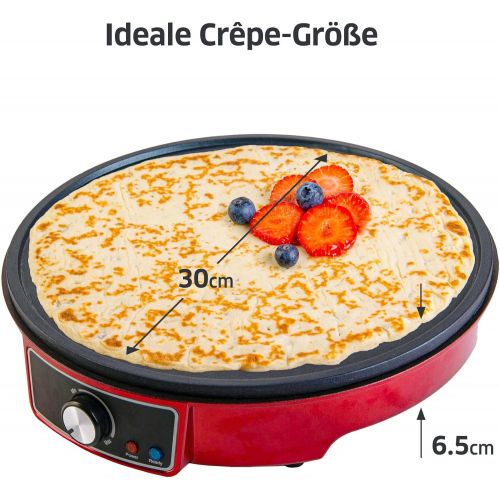  [아마존베스트]Gadgy  Crepe Maker, Non-Stick Coating, 30 cm Diameter, 1000 Watt Adjustable Temperature, LED Status Lights, Includes Batter Spreader and Spatula, for Omelettes, Pancakes, Bacon