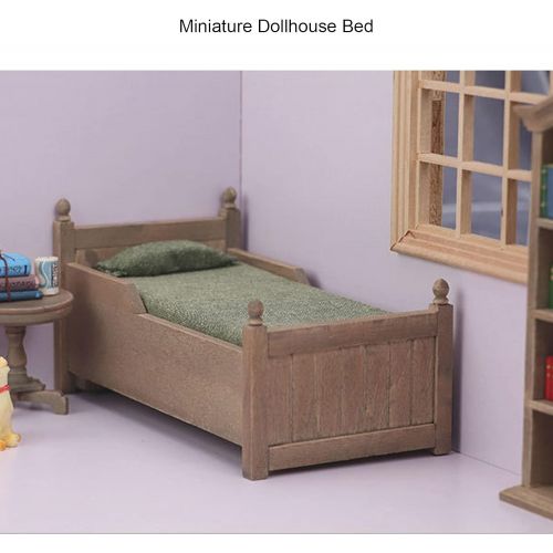  Gaeirt Dollhouse Furniture, Exquisite Sturdy Adorable Durable Doll Bed for Dollhouse(Distressed Bed)