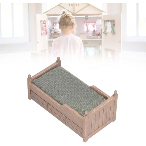  Gaeirt Dollhouse Furniture, Exquisite Sturdy Adorable Durable Doll Bed for Dollhouse(Distressed Bed)