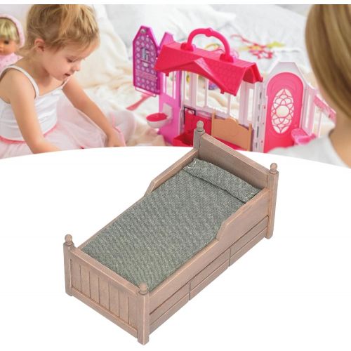  Gaeirt Dollhouse Furniture, Exquisite Sturdy Adorable Durable Doll Bed for Dollhouse(Distressed Bed)