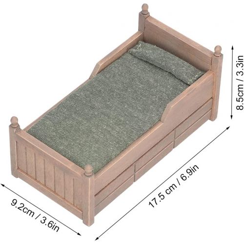  Gaeirt Dollhouse Furniture, Exquisite Sturdy Adorable Durable Doll Bed for Dollhouse(Distressed Bed)