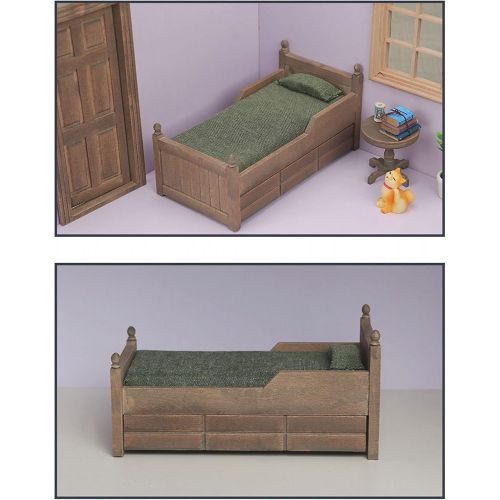  Gaeirt Dollhouse Furniture, Exquisite Sturdy Adorable Durable Doll Bed for Dollhouse(Distressed Bed)