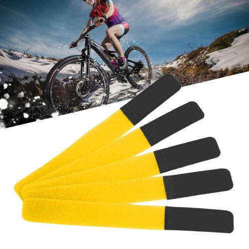  Gaeirt Versatile Hook and Loop Securing Straps Tie, Detachable Nylon Wide Application Bike Rack Strap for Bike Rack for Backpacks Skis(Yellow)