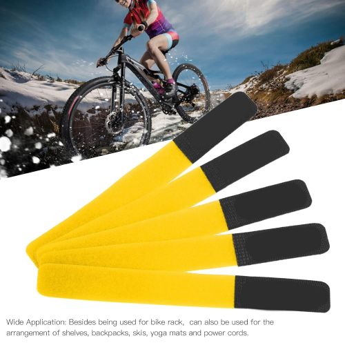  Gaeirt Bike Securing Straps, Detachable Reusable Bike Rack Strap Nylon for Backpacks Skis for Bike Rack(Yellow)