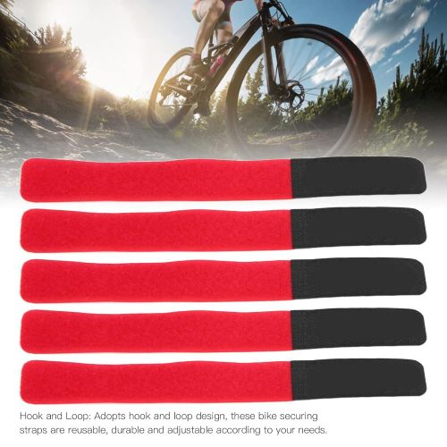  Gaeirt Bike Rack Strap, Versatile Hook and Loop Securing Straps Tie Nylon Wide Application for Backpacks Skis for Bike Rack(red)
