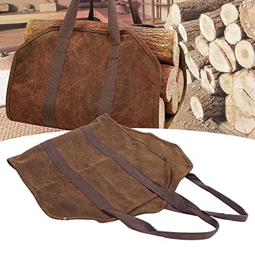  Gaeirt Canvas Tote Bag, Portable Multi?Purpose Durable Firewood Carrier Bag Thickened Log Bag Canvas for Fireplace Wood Stove Accessorie