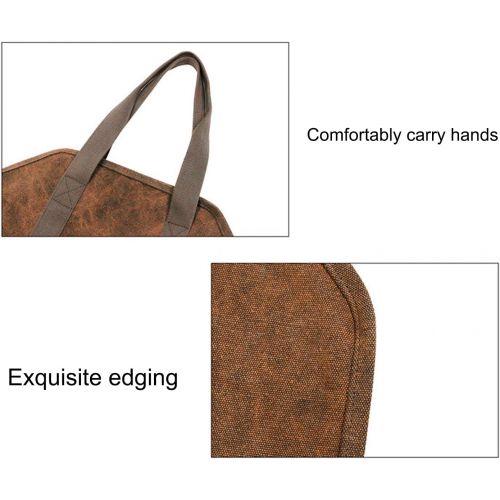  Gaeirt Canvas Tote Bag, Portable Multi?Purpose Durable Firewood Carrier Bag Thickened Log Bag Canvas for Fireplace Wood Stove Accessorie