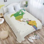 Gaekce FashSam Super Soft Blankets Map of South and North America with Countries Capitals and Major Cities Colorful（W39.4xL49.2 inch） Air Conditioning Comfort Warmth for Bedroom/Living Ro