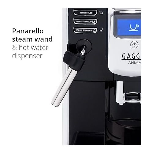  Gaggia Anima Coffee and Espresso Machine, Includes Steam Wand for Manual Frothing for Lattes and Cappuccinos with Programmable Options,Black