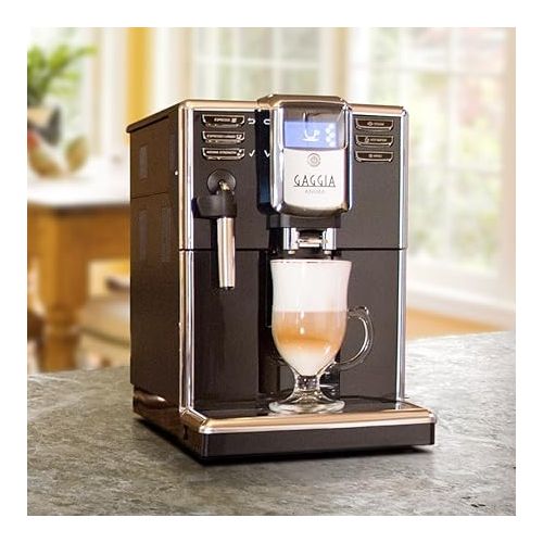  Gaggia Anima Coffee and Espresso Machine, Includes Steam Wand for Manual Frothing for Lattes and Cappuccinos with Programmable Options,Black