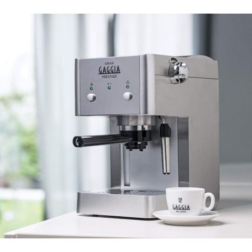  Gaggia RI8427/11 Gran Prestige Siebtrager aus Edelstahl mit Panarello, 15 bar Druck, Silber