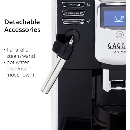  Gaggia Anima Coffee and Espresso Machine, Includes Steam Wand for Manual Frothing for Lattes and Cappuccinos with Programmable Options