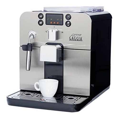  Gaggia Brera Super Automatic Espresso Machine in Black. Pannarello Wand Frothing for Latte and Cappuccino Drinks. Espresso from Pre-Ground or Whole Bean Coffee.