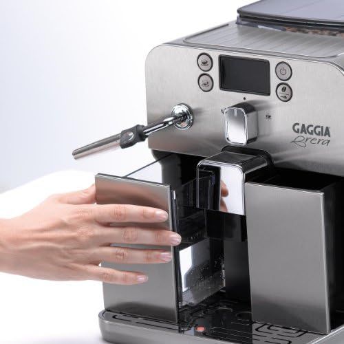  Gaggia Brera Super Automatic Espresso Machine in Black. Pannarello Wand Frothing for Latte and Cappuccino Drinks. Espresso from Pre-Ground or Whole Bean Coffee.