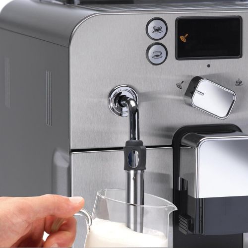  Gaggia Brera Super Automatic Espresso Machine in Black. Pannarello Wand Frothing for Latte and Cappuccino Drinks. Espresso from Pre-Ground or Whole Bean Coffee.