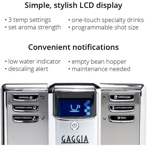  Gaggia Anima Prestige Automatic Coffee Machine, Super Automatic Frothing for Latte, Macchiato, Cappuccino and Espresso Drinks with Programmable Options