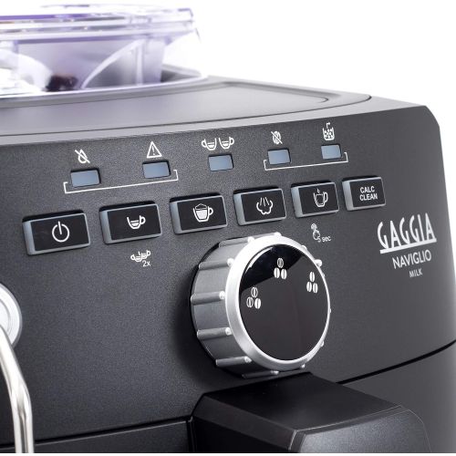  Gaggia Naviglio Milk One-Touch Cappuccino and Espresso Machine, Black, 17.3 d x 13.4 h x 10 w