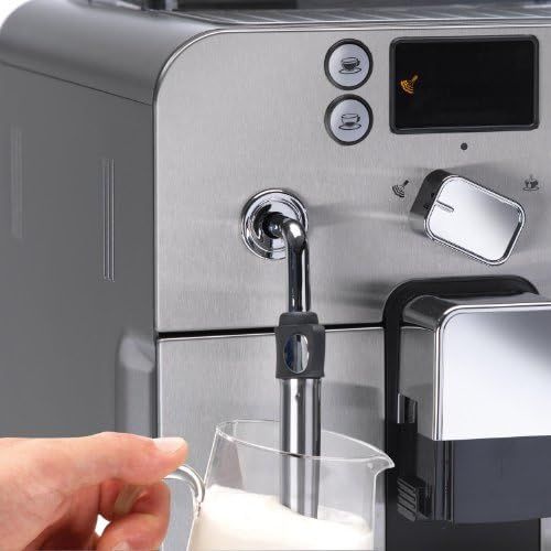  Gaggia Brera Super Automatic Espresso Machine in Silver. Pannarello Wand Frothing for Latte and Cappuccino Drinks. Espresso from Pre-Ground or Whole Bean Coffee.