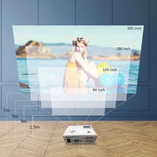  Gai Hua Home Projector Home WiFi Wireless Home Theater Office 4K HD 1080P no Screen TV Mobile Phone 3D Smart Projector (Color : White, Size : 34.81734cm)