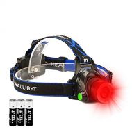 GaiGaiMall Hunting Red Light Headlamp Zoomable LED Headlight with 3 Lighting Mode and Water Resistant for Running Camping Hiking Reading.