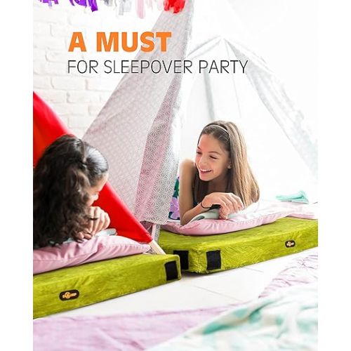  Thick Memory Foam Camping Mattress Sleeping Pad [Car/Tent/Cot] 3 Inch Portable Floor Mat Roll Up for Guests Kids Adult Sleepover