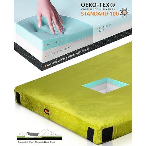  Thick Memory Foam Camping Mattress Sleeping Pad [Car/Tent/Cot] 3 Inch Portable Floor Mat Roll Up for Guests Kids Adult Sleepover