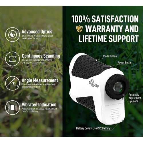  Gaialoop Laser Golf Rangefinder with Slope, Golf Range Finder, Flagpole Lock Yardage Devices with Vibration, High-Precision 6X 650 Disc for Golfing, Hunting, Target Shooting, Focus, Angle &