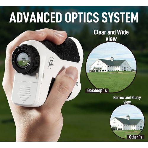  Gaialoop Laser Golf Rangefinder with Slope, Golf Range Finder, Flagpole Lock Yardage Devices with Vibration, High-Precision 6X 650 Disc for Golfing, Hunting, Target Shooting, Focus, Angle &