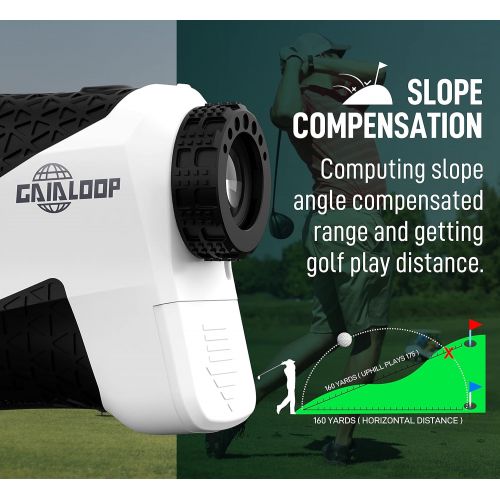  Gaialoop Laser Golf Rangefinder with Slope, Golf Range Finder, Flagpole Lock Yardage Devices with Vibration, High-Precision 6X 650 Disc for Golfing, Hunting, Target Shooting, Focus, Angle &