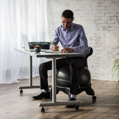  [아마존 핫딜]  [아마존핫딜]Gaiam Classic Balance Ball Chair  Exercise Stability Yoga Ball Premium Ergonomic Chair for Home and Office Desk with Air Pump, Exercise Guide and Satisfaction Guarantee